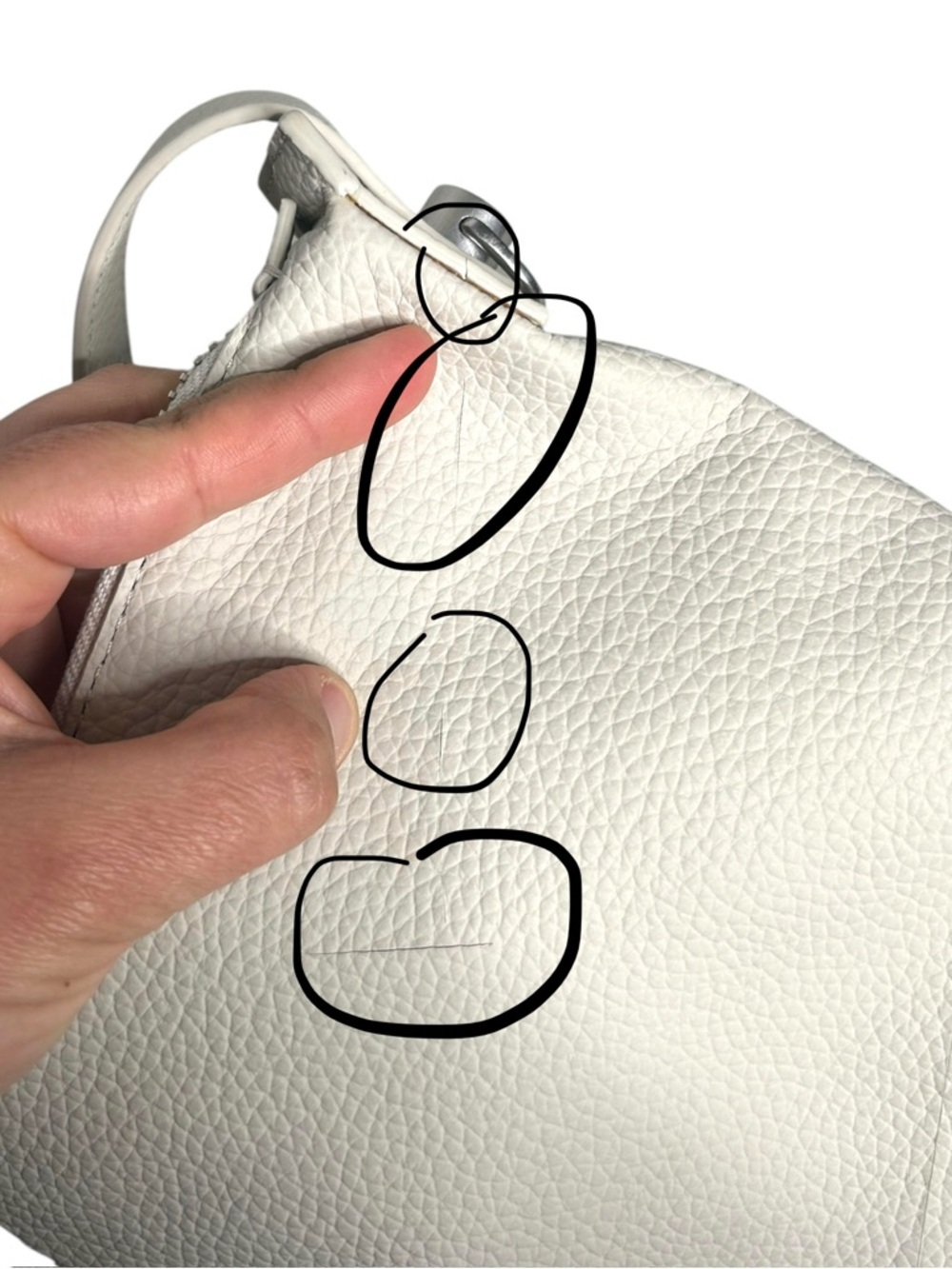 ALLSAINTS Blake Leather Shoulder Bag Pampas White Silver Hardware *FLAWED* - Picture 16 of 16